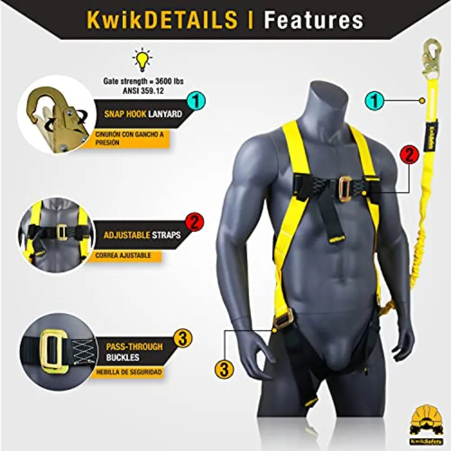 SCORPION Safety Harness [w/Attached 6Feet Lanyard] Safety Harness Fall Protection ANSI OSHA