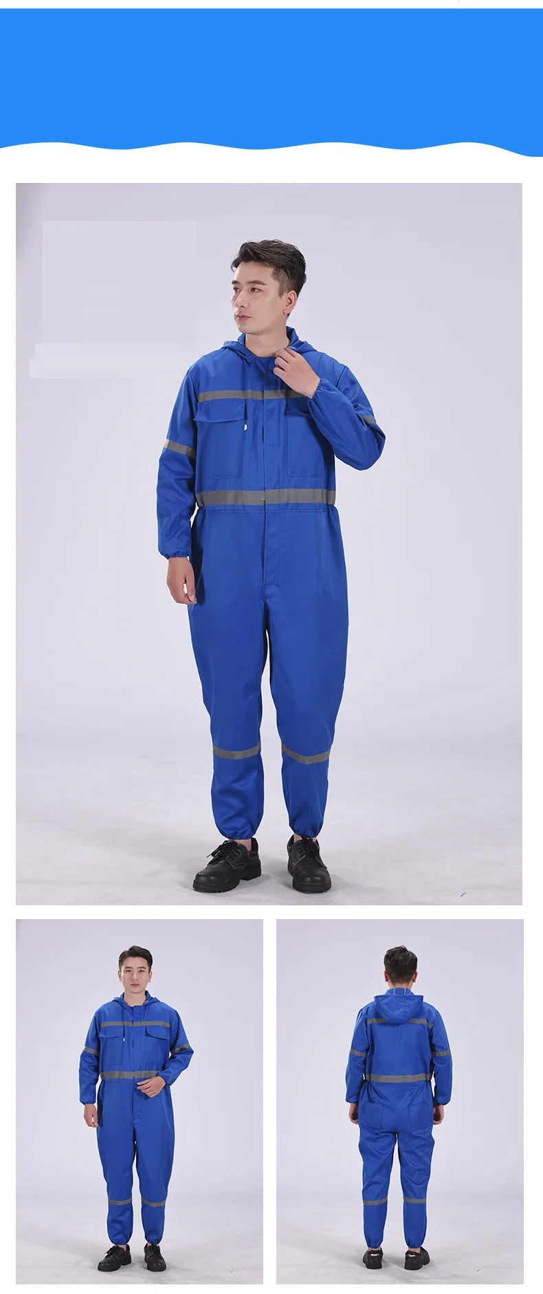 Hi Vis safety working overalls hooded coveralls workshop auto repairman mechanics jumpsuit dust proof working rompers Coal Miner