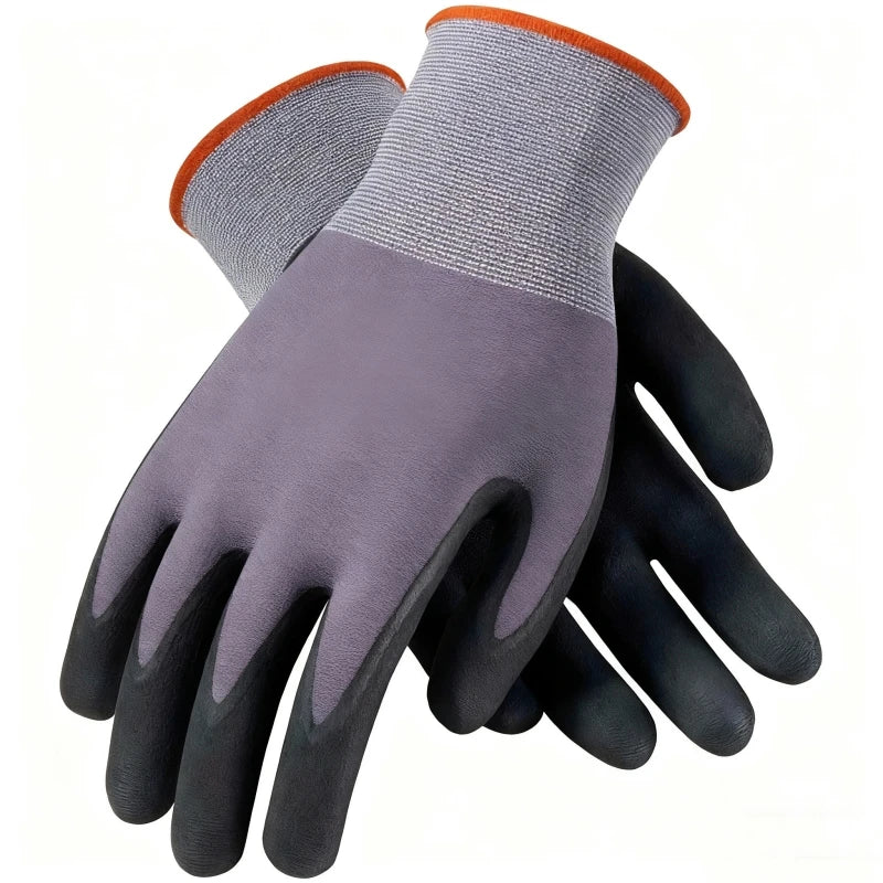 Work Gloves Microfoam Nitrile Coated Touchscreen Nylon Safety Gloves with Grip for Men Gardening Yard Lawn Mechanic Construction