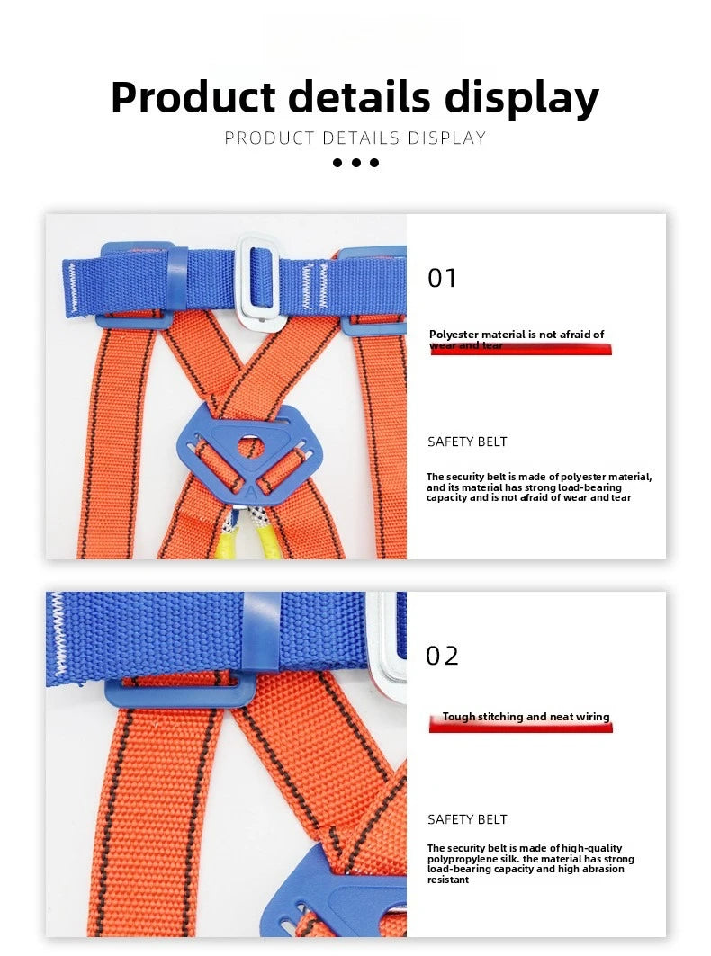 National Standard Double Back Full Body Double Hook Buffer Safety Belt European Five Point High-altitude Work Safety Belt