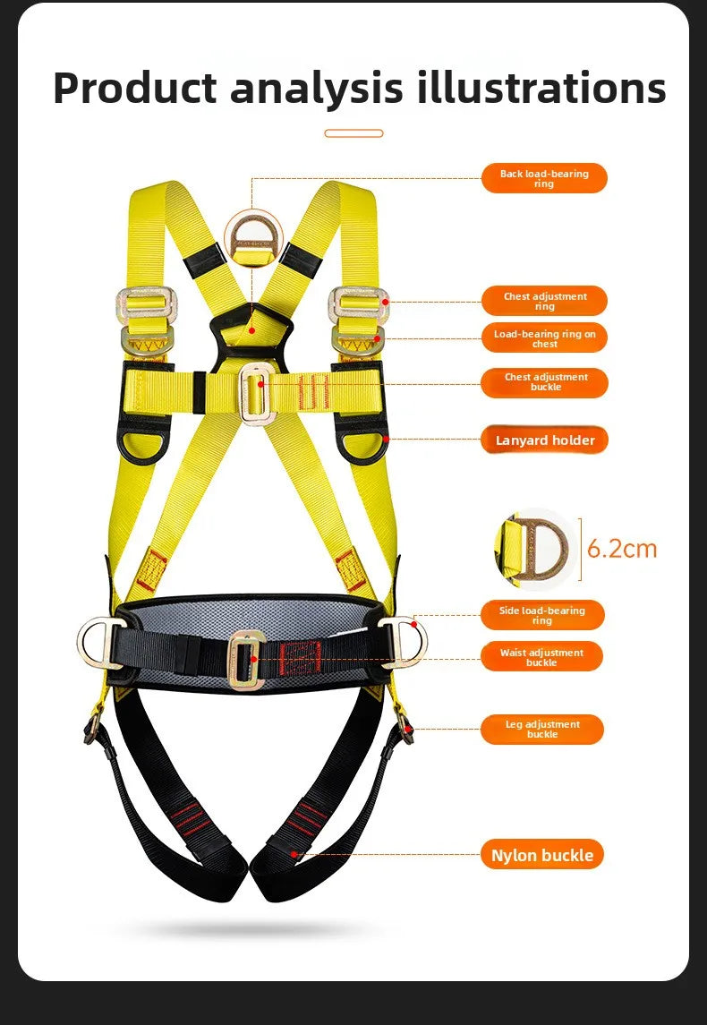 Aerial Work Safety Belt Full Body Five Point Harness Safety Rope for Outdoor Climbing Training Construction Protection Equipment