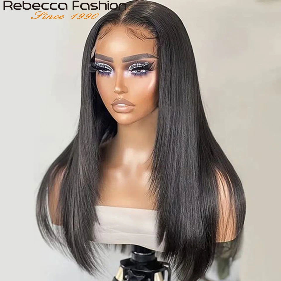 180D 16"-32" Short Straight Human Hair Wigs Transparent Lace Front Wigs Pre Plucked Brazilian Straight Lace Front Wigs For Women