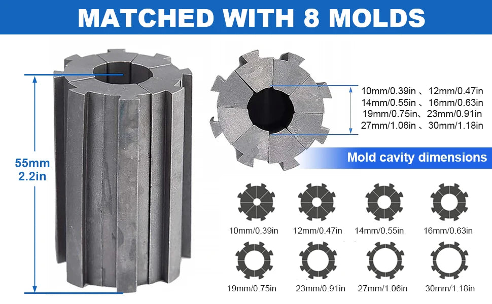 Hydraulic Hose Crimper Mchine with 8 Sets of Dies Manual Hose Crimping Tool, High Pressure Handheld Shrink Tube Machine