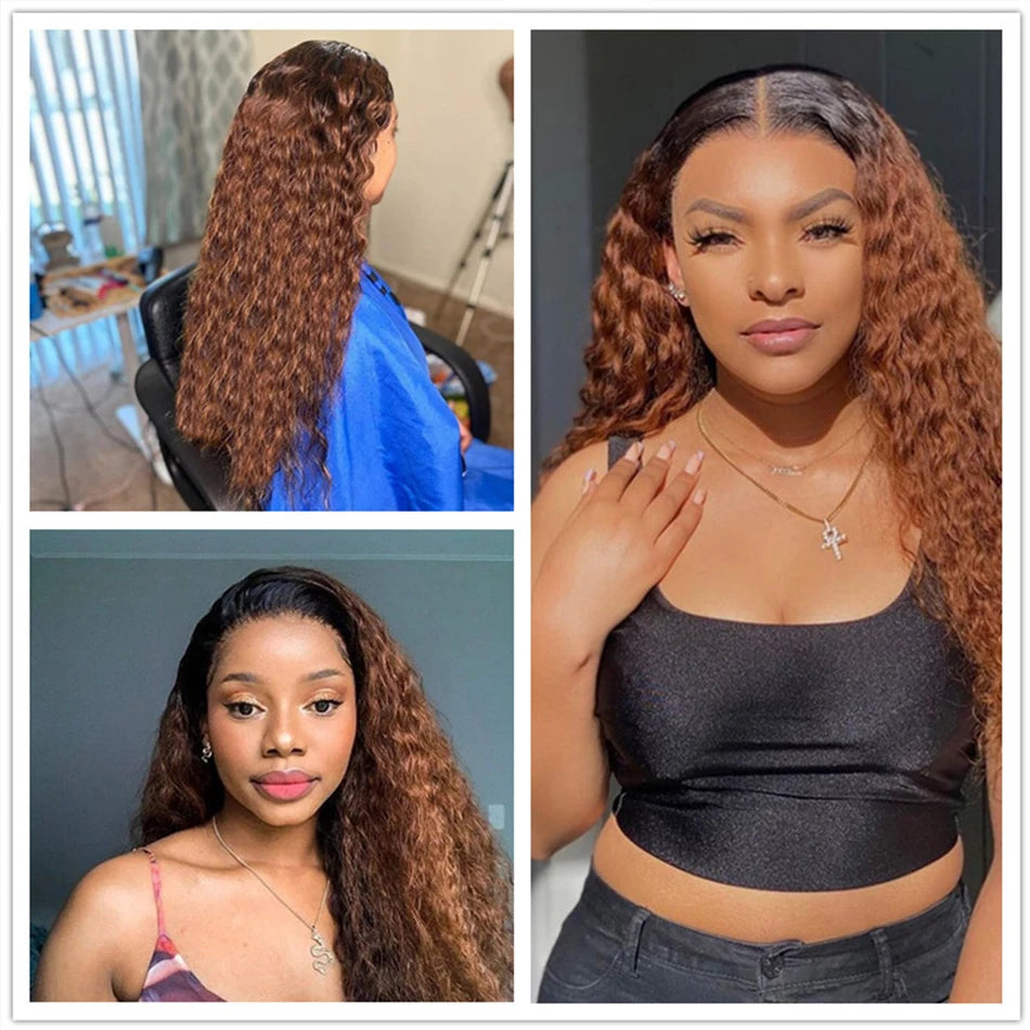 10A Malaysia Hair Ombre Curly Water Wave Bundles Human Hair with closure Highlight Water Wave Bundles With Closure Honey Blonde