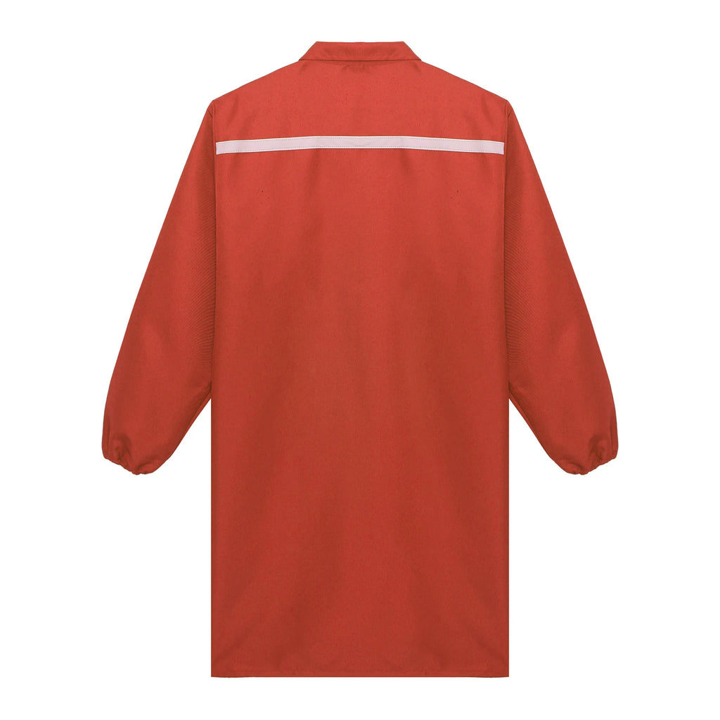 Mens Womens Factory Workshop Uniform Long Sleeve Pockets Button-up Coverall Reflective Strips Long Workwear Wear-resistant Coat