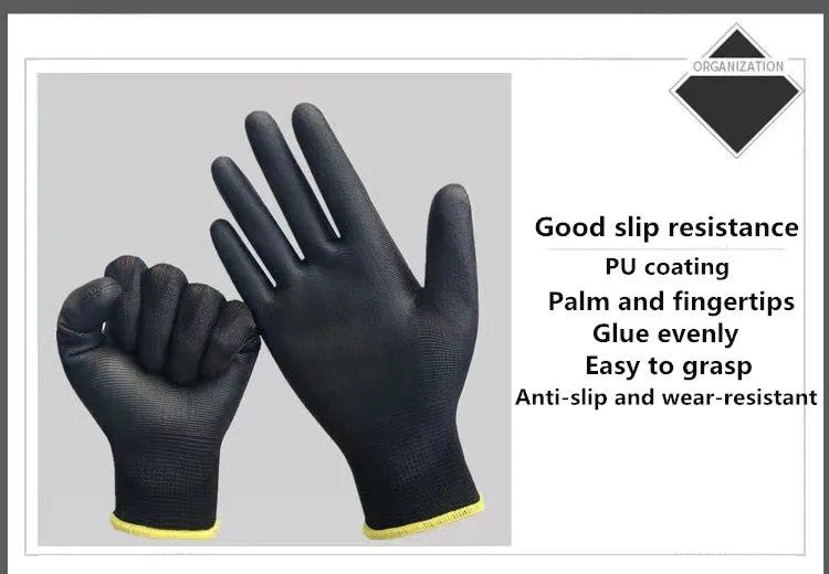 10/30 Pair Logo Free Polyurethane Gloves Safety Work Gloves Repair Gloves Palm Coated Gloves Carpenter Repairman Supplies