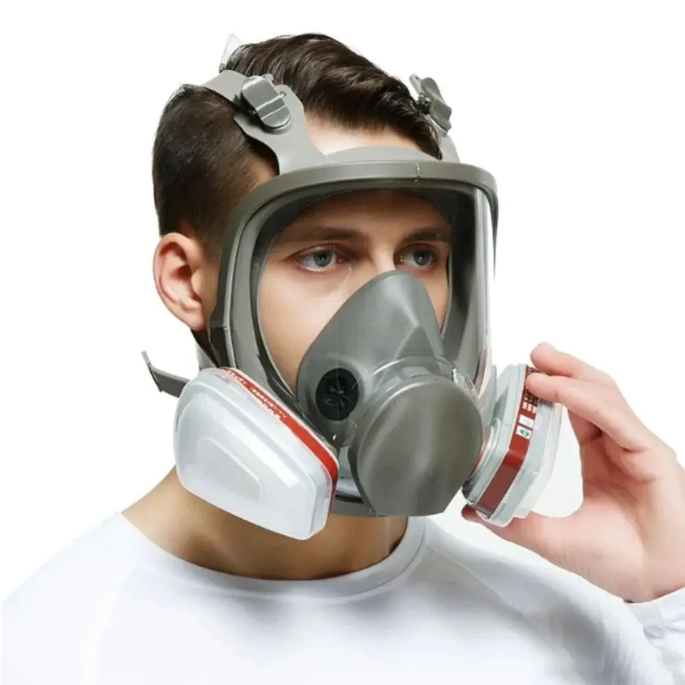 7 In 1 Set Industrial Mask Silicone Mask Large View Spray Paint Respirator Full Facepiece Dust Filter Full Face Mask