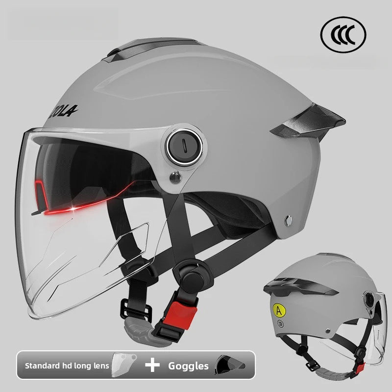 Double Lens Electric Motorcycle Helmet Electric Bike Half Helmet Summer Sun Protection Safety Helmet For Women Men