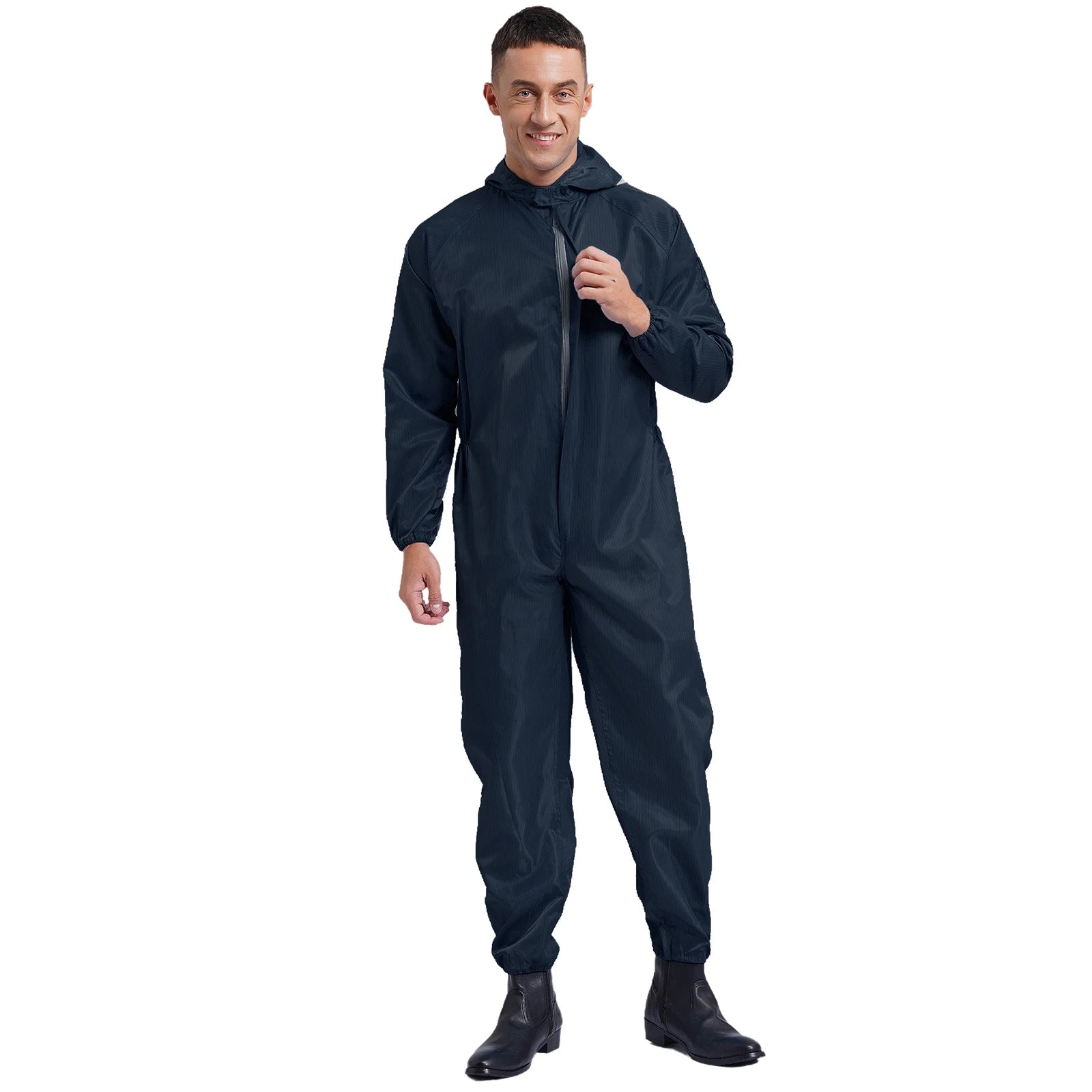 Adult Anti-Static Hooded Coverall Workshop Uniform Long Sleeve Zipper Dust-proof Overalls Jumpsuit for Lab Worker Spray Paint