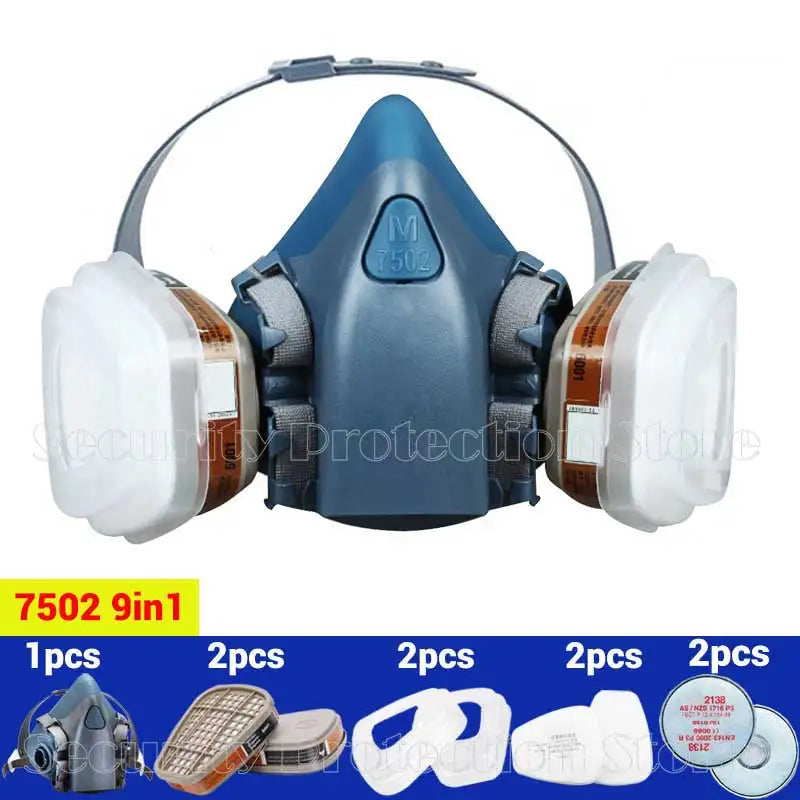 17in1 7502 Dust Gas Respirator Half Face Dust Mask For Painting Spraying Organic Vapor Chemical Gas Filter Work Safety For 3M