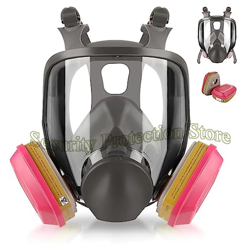 6800 Full Face Respirator Gas Paint Spray Mask with 60926 Cartridge for Painting Car Spray Epoxy Resin Dust Polishing Welding