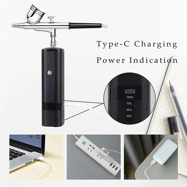 Rechargeable Wireless Cake Decoration Powerful Tools Mini Air Brush Painting Decorating Airbrush Tan Master Compressor Kits