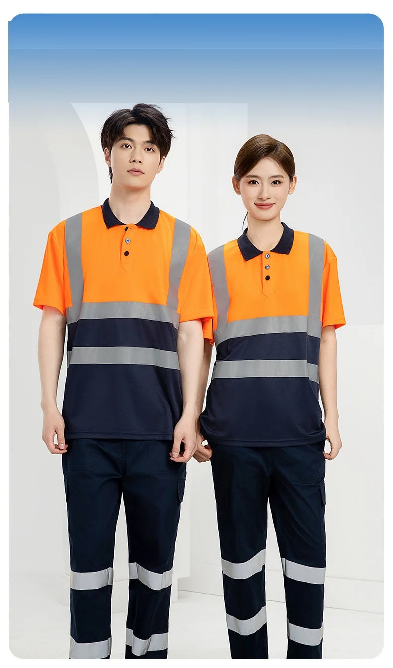 Hi Vis safety work clothes polo shirt safety Cargo pants work trousers Mechanic's repairman Working Shirt with trousers Coverall