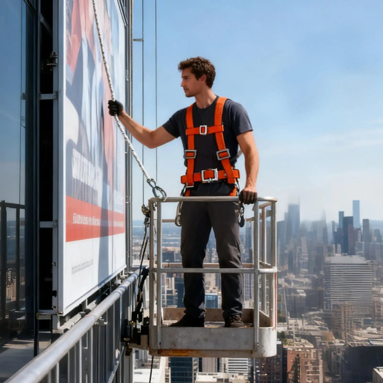 Adjustable Safety Harness Fall Protection, Double-Strap Full Body Harness for Window Cleaning, Warehouse, Construction & Work