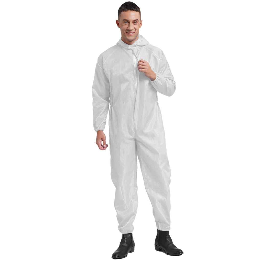 Adult Anti-Static Hooded Coverall Workshop Uniform Long Sleeve Zipper Dust-proof Overalls Jumpsuit for Lab Worker Spray Paint