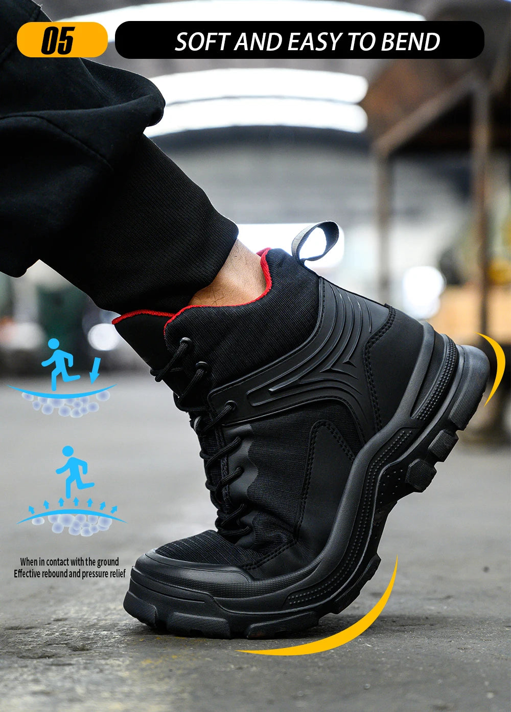 Men's Steel Toe Safety Shoes Anti-Strike Mid-Calf Protection Outdoor Safety Boots Industrial Work Footwear Comfortable Breathabl