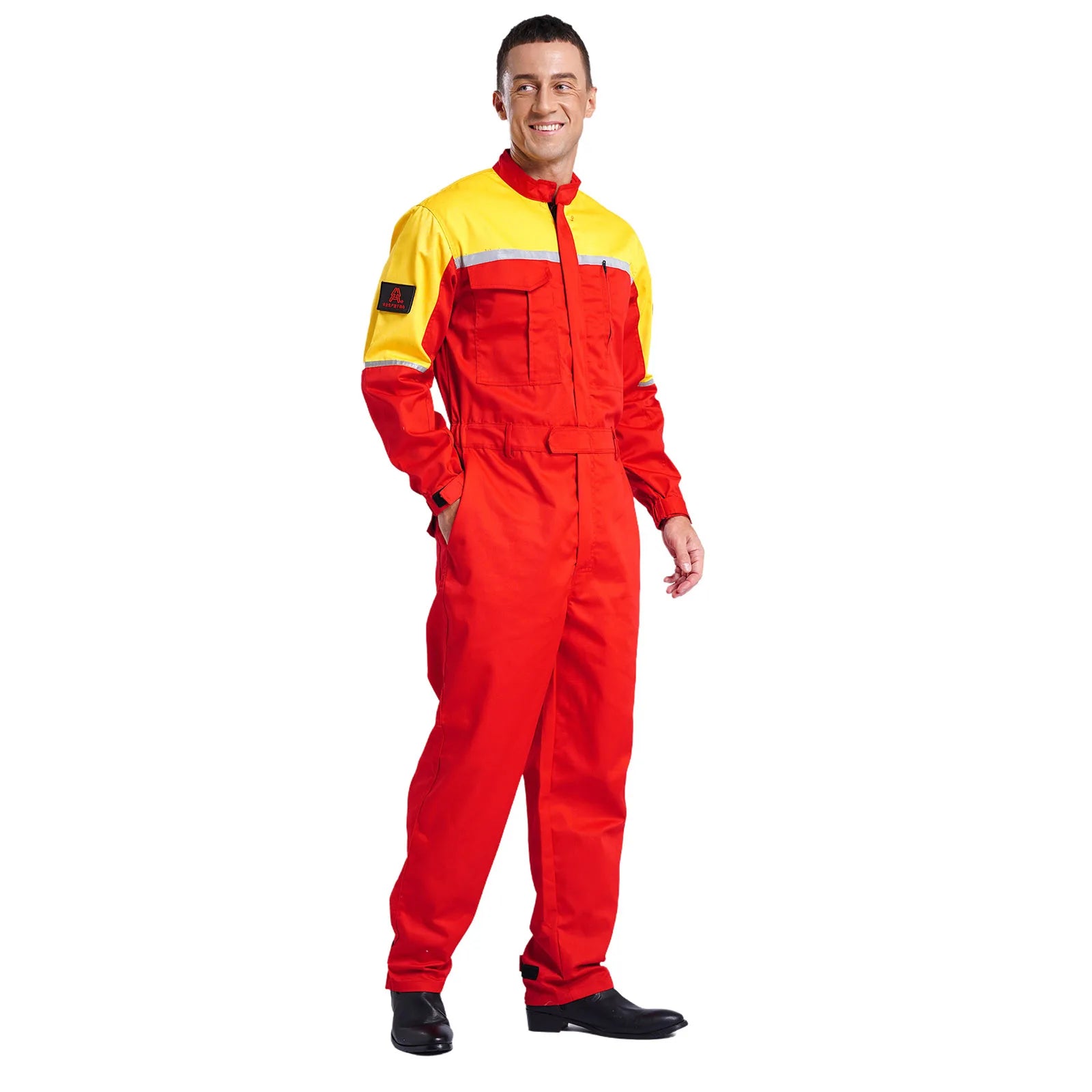 Mens Wear Resistant Anti-static Protective Jumpsuit Workwear Multi-pocket Reflective Straps Full-body Coveralls Workshop Uniform