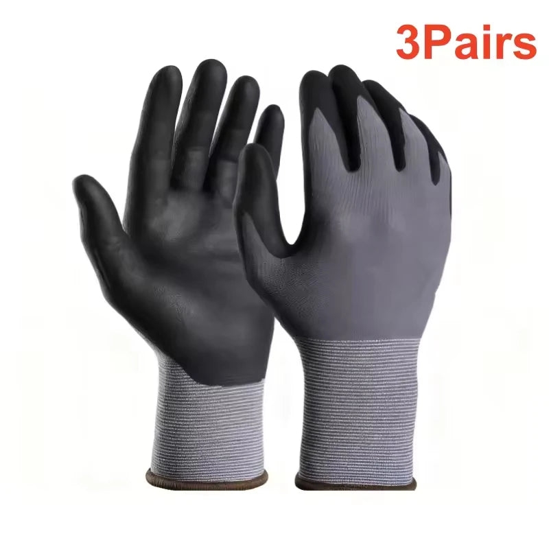 Gardening Work Gloves Microfoam Nitrile Coated Touchscreen Nylon Safety Gloves with Grip for Men Yard Lawn Mechanic Constructio