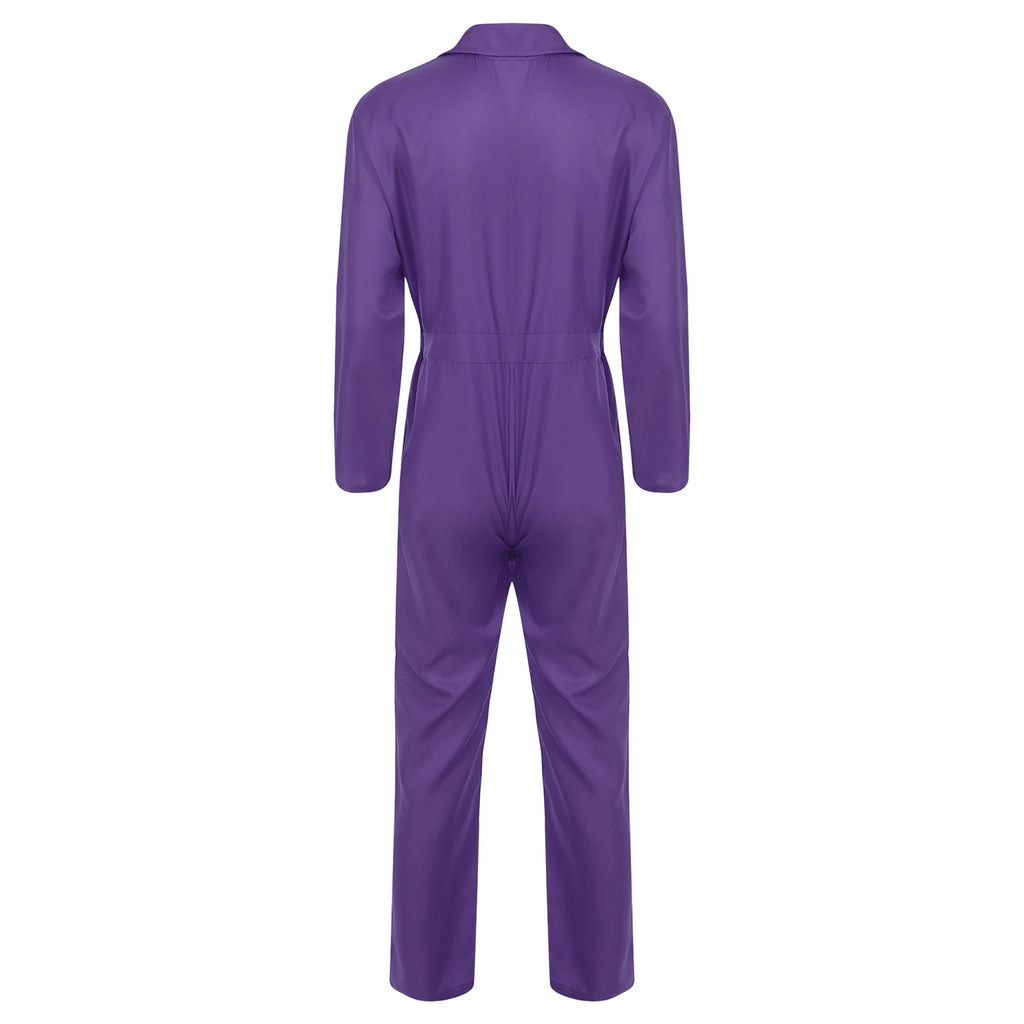 Mens Wear Button-up Work Coveralls Jumpsuit Resistant Overalls Costume Turn-down Collar Bodysuit Long Sleeve Workshops Uniforms