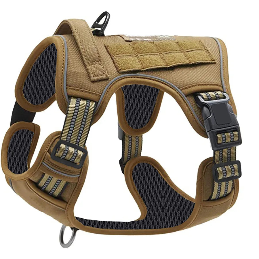 dog Harnesses Outdoor Pet Tactical Harness Safety Reflective Dog Vest Adjustable Mesh Leash with Handle