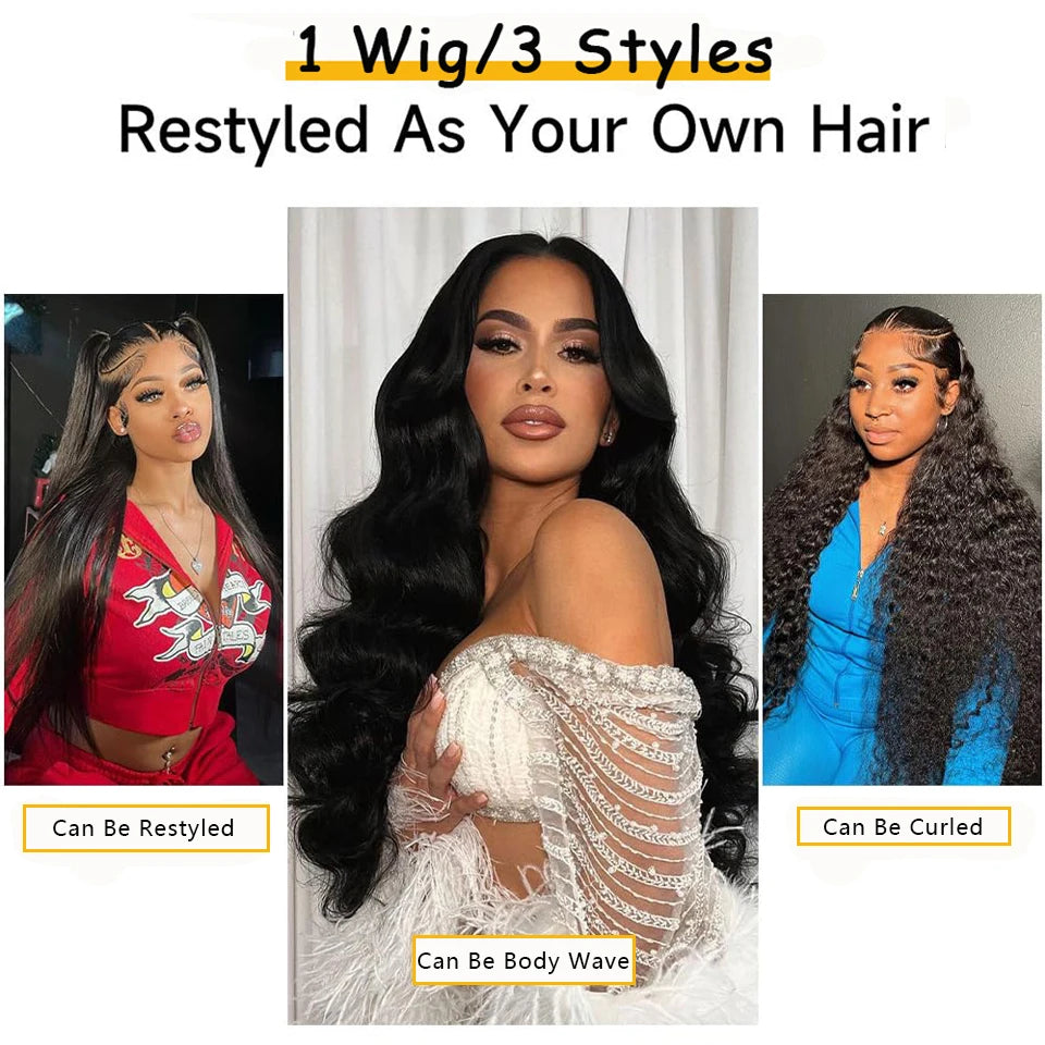 13x6 Lace Front Wigs Human Hair 200 Density Straight HD Lace Front Wigs Pre Plucked Straight Glueless Human Hair
