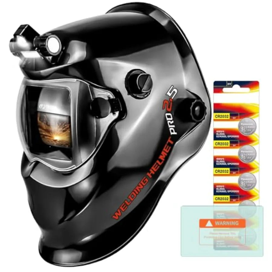 Auto Darkening Welding Helmet with Light Solar Powe True Color Welding Hood 2 Arc Sensor Wide Shade 9-13 Welding Mask with Extr