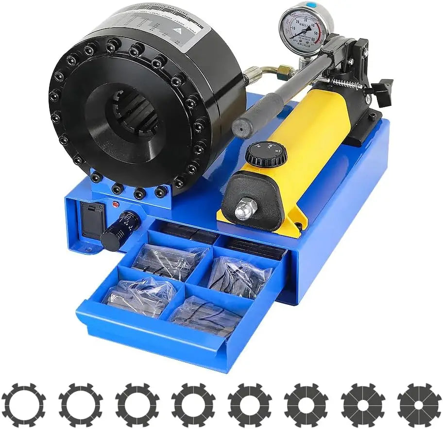 Hydraulic Hose Crimper Mchine with 8 Sets of Dies Manual Hose Crimping Tool, High Pressure Handheld Shrink Tube Machine
