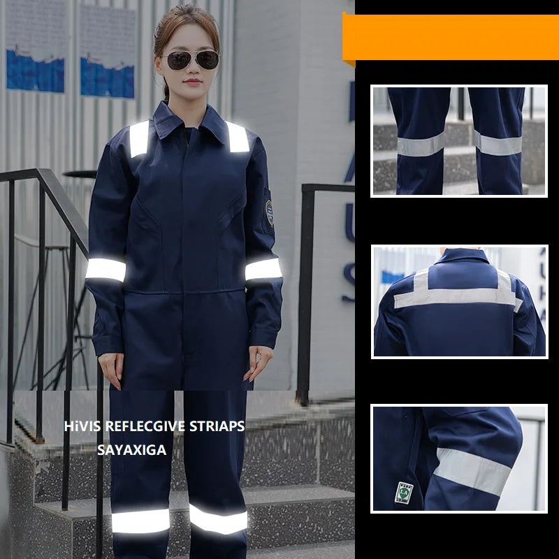 High Temperature Resistant Uniform Anti-static Flame Resistant Coveralls Hi Vis Safe Clothing Cotton Work Overall Welding Suit