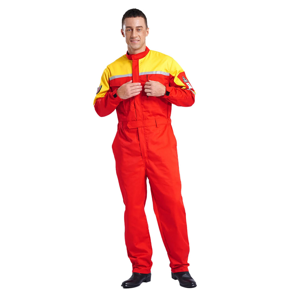 Mens Wear Resistant Anti-static Protective Jumpsuit Workwear Multi-pocket Reflective Straps Full-body Coveralls Workshop Uniform