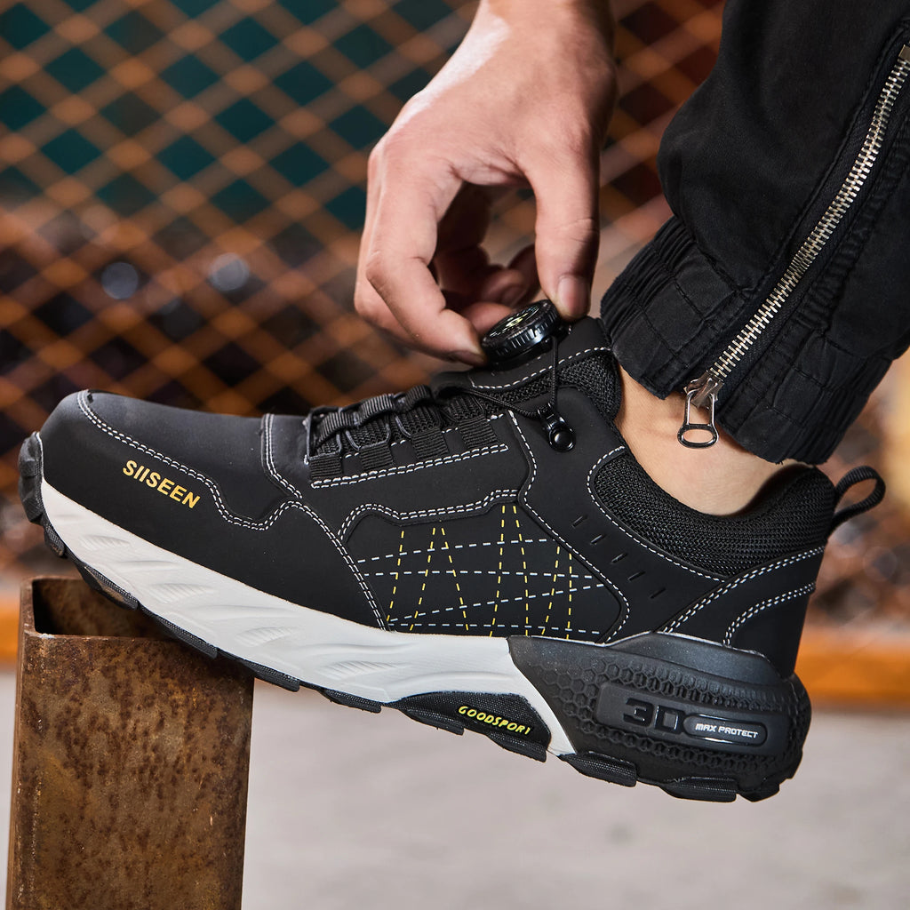 Men's Steel Toe Safety Shoes Anti-Puncture Anti-Slip Wear-Resistant Industrial Work Footwear Fashionable Men's Foot Protection