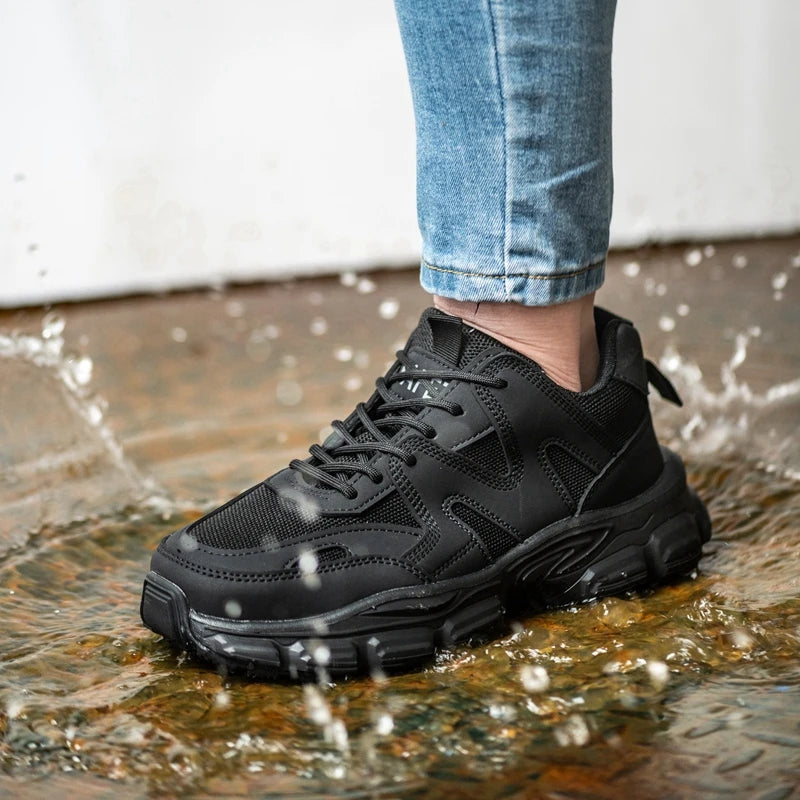 Women Safety Shoes Steel Toe Anti- Crush Lightweight Comfortable Anti- Slip Slip- Resistant Work Boots for Factory Floor