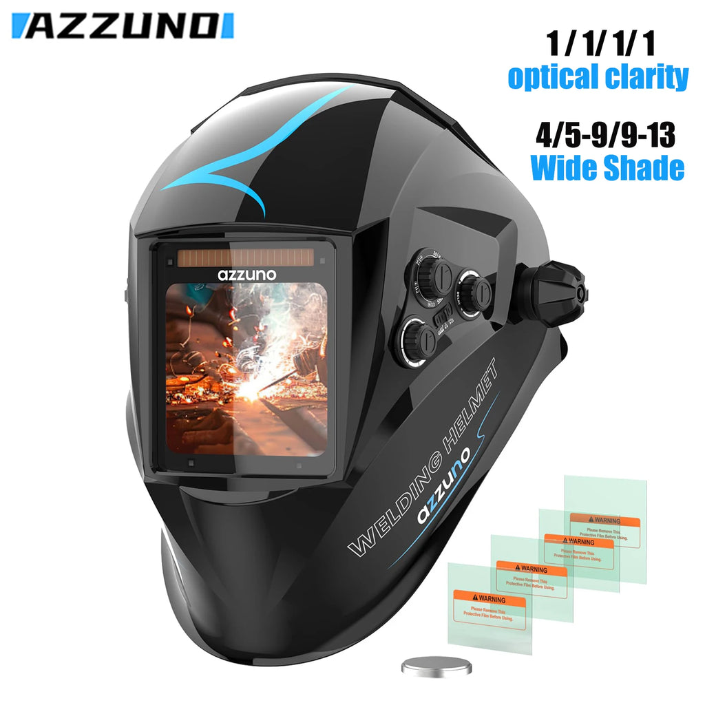 AZZUNO Welding Helmet Mask Ture Color Auto Fast Darkening Welding Helmet Super Large View 3.94‘’×3.82‘’ MIG TIG ARC CUT Welder