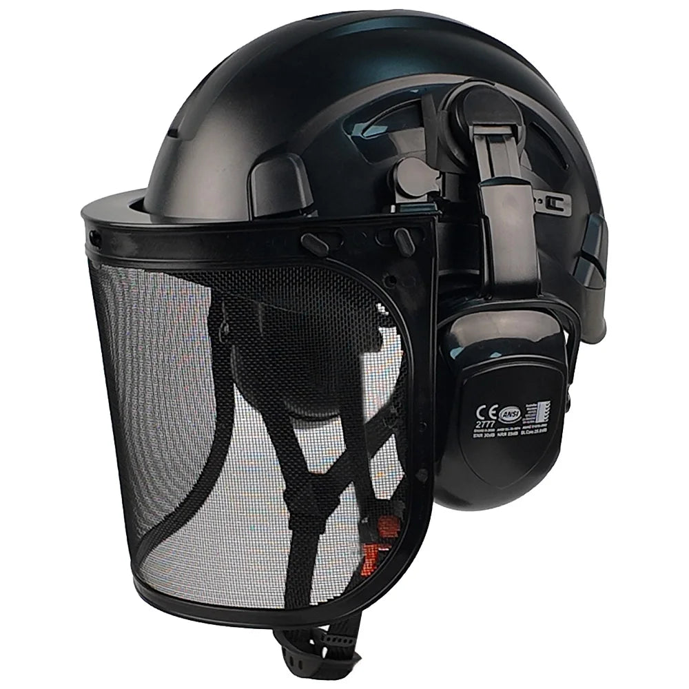 CE ANSI 3 in 1 Forestry Safety Helmet with Face Shield Earmuffs ABS Hard Hat for Logging Chainsaw Brushcutter Trimmer Work Cap