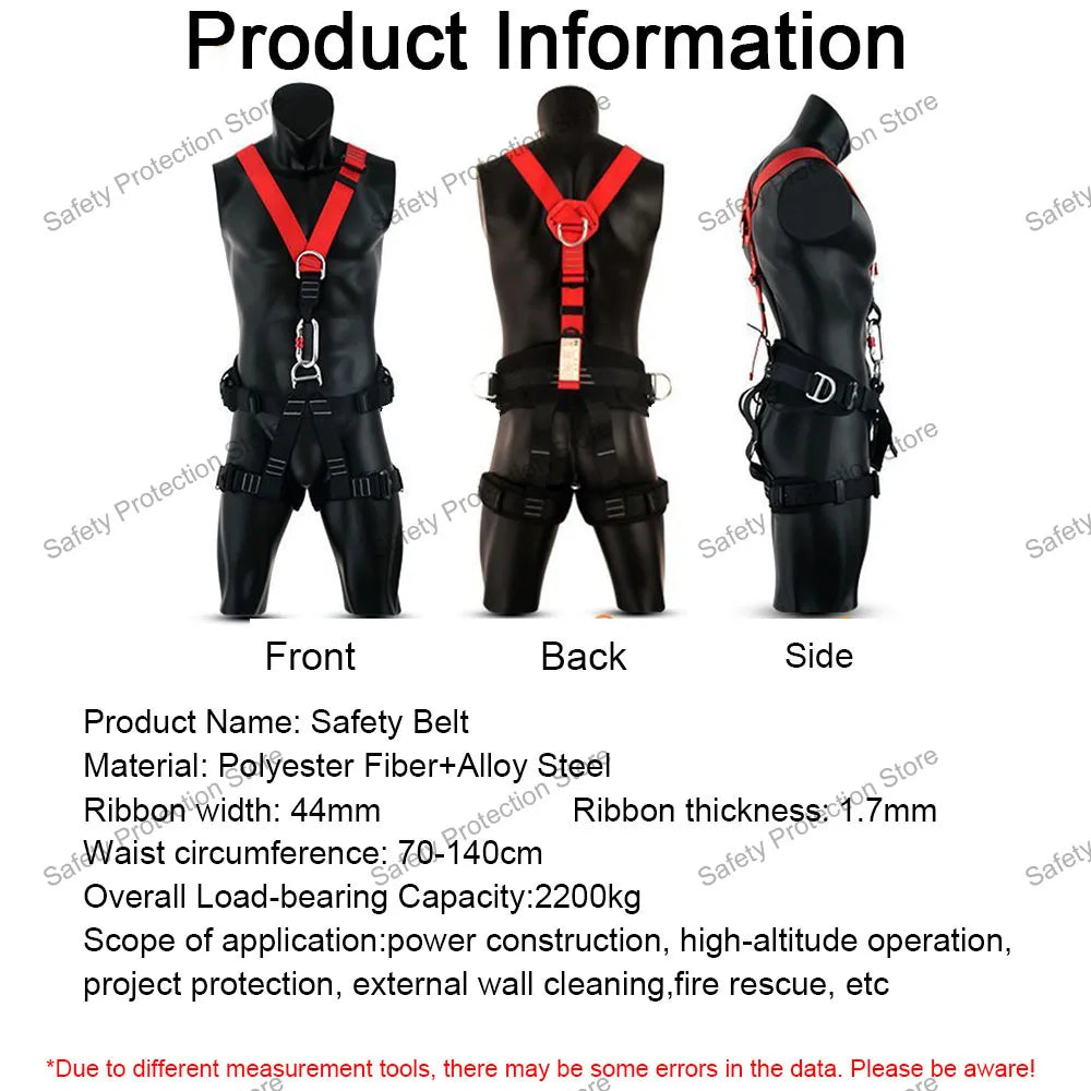 Aerial Work Climbing Safety Harness Full Body Construction Safety Belt Outdoor Rock Mountaineering Protection Survival Equipment