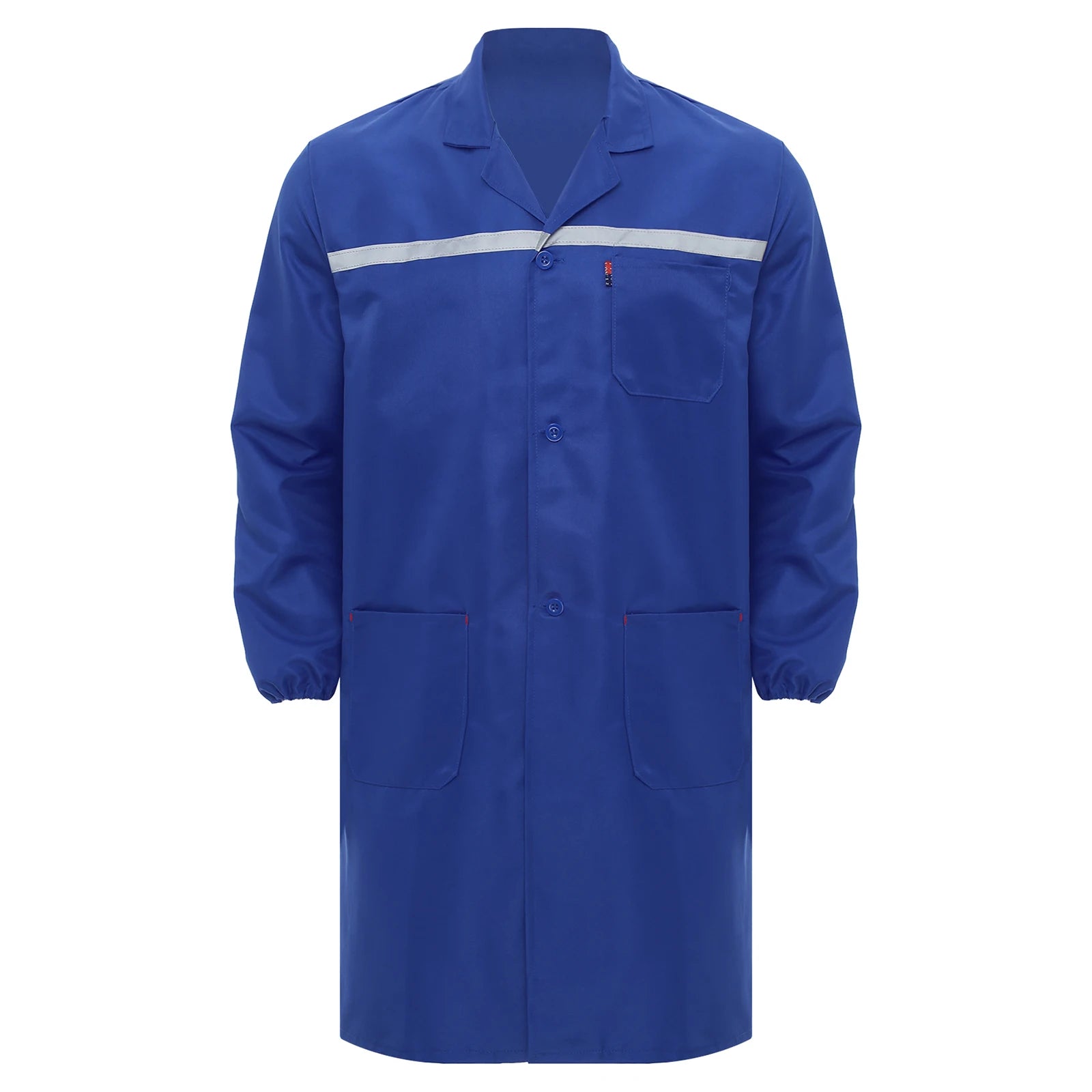 Mens Womens Factory Workshop Uniform Long Sleeve Pockets Button-up Coverall Reflective Strips Long Workwear Wear-resistant Coat