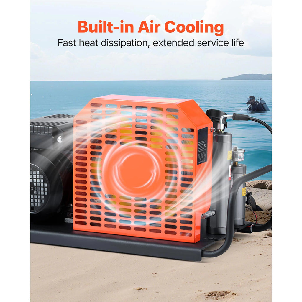 SucceBuy PCP Air Compressor 4500PSI/30Mpa Diving Scuba 60 L/min Four-Cylinder Auto Stop PCP Rifle Pump with Fan Cooling System