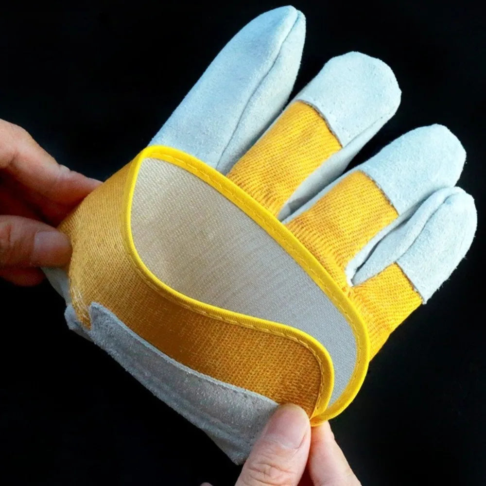 Cowhide Leather Gardening Gloves Heat Resistant Safety Durian Picking Gloves Thorn-proof Welding Flame Retardant