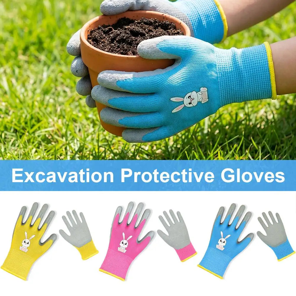 Kids Durable Waterproof Garden Work Gloves Non-Slip Children Safety Yard Work Gloves Portable Garden Supplies Gardening Gloves