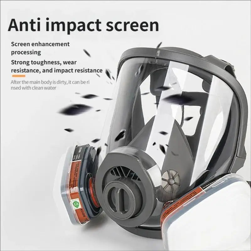 6800 Series Double Purpose Adjustable Full Face Respirator Mask for External Filter Canisters for Chemical Dust Protect 896C