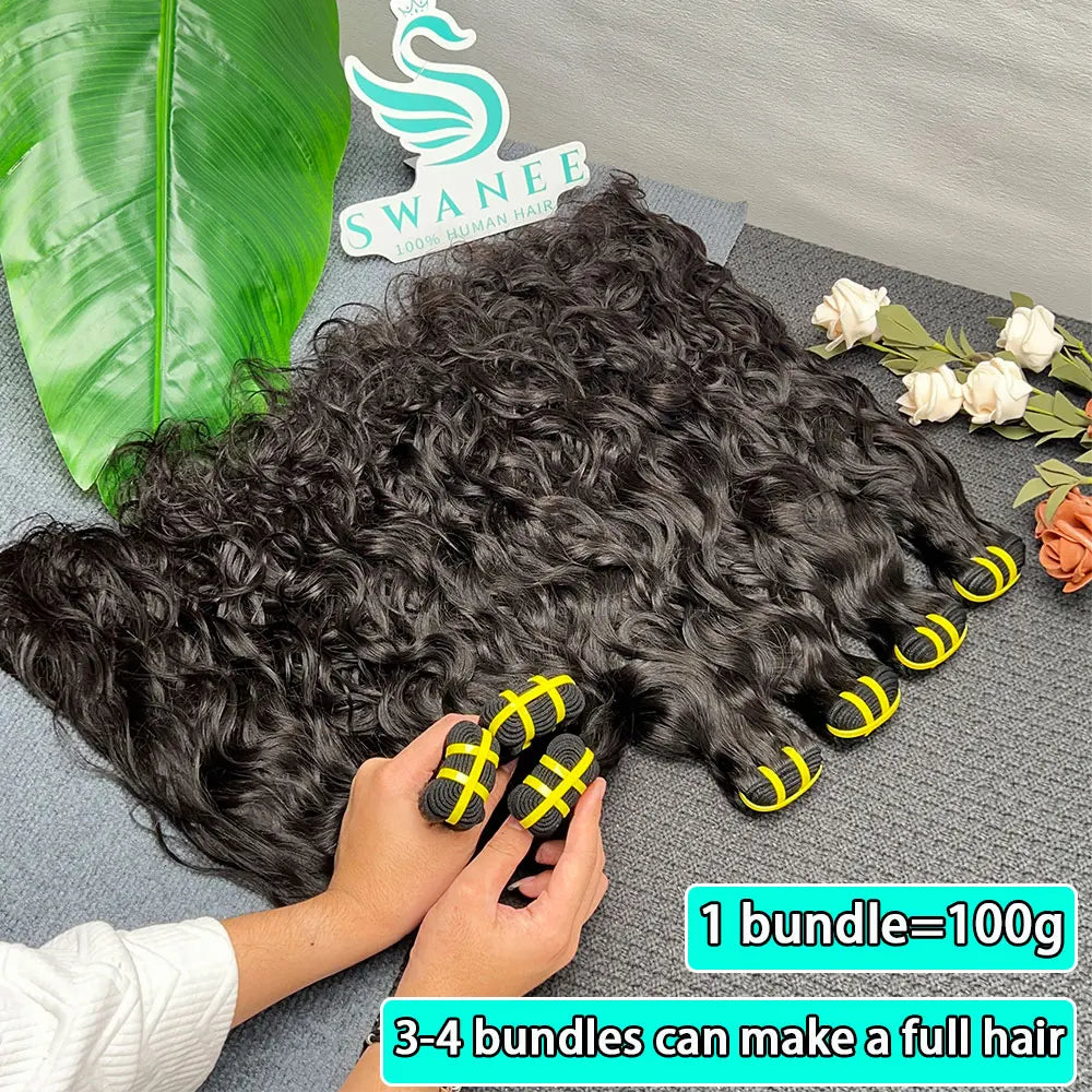 1/3/4 Bundles Natural Wave Human Hair Weave Bundles Wavy Hair Extension 100% Remy Human Hair Water Wave 100g/PCS