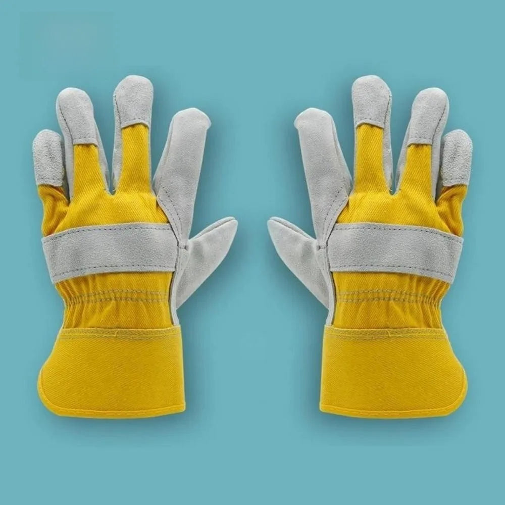 Cowhide Leather Gardening Gloves Heat Resistant Safety Durian Picking Gloves Thorn-proof Welding Flame Retardant