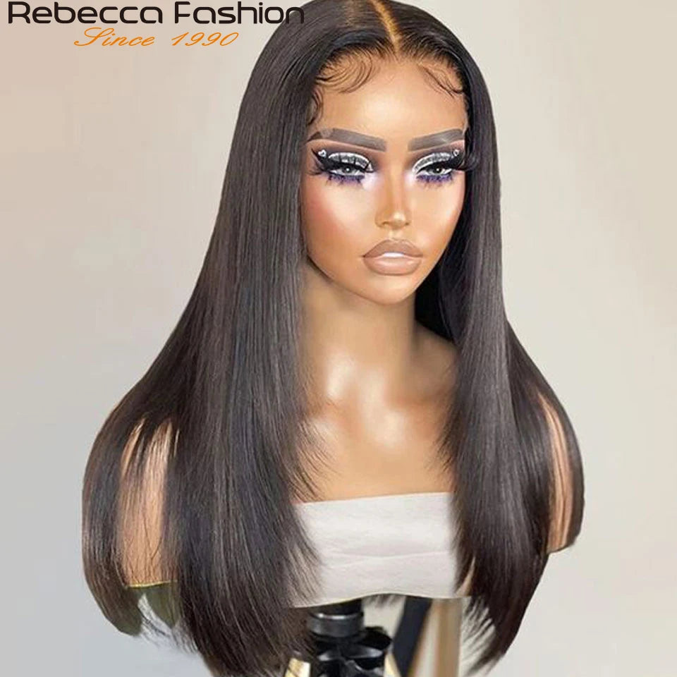 180D 16"-32" Short Straight Human Hair Wigs Transparent Lace Front Wigs Pre Plucked Brazilian Straight Lace Front Wigs For Women