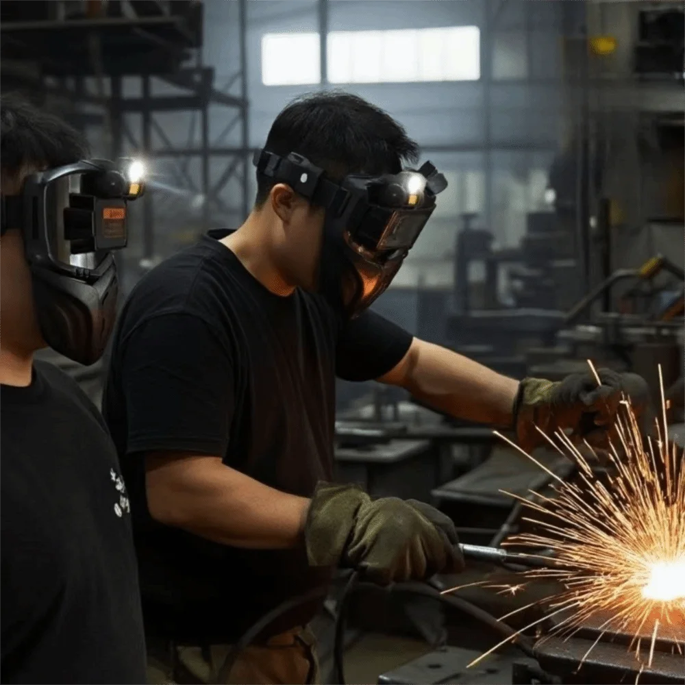 Auto Darkening Auto Darkening Welding Helmet Integrated Type Equipped with Headlights Welding Mask Adjustable Band Split Type