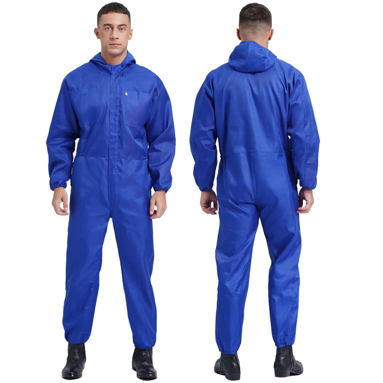 Coveralls for Men Big Pockets Overalls Jumpsuit Dungarees for Workshop Worker Dustproof Hooded Coverall Unisex Mechanic Uniform