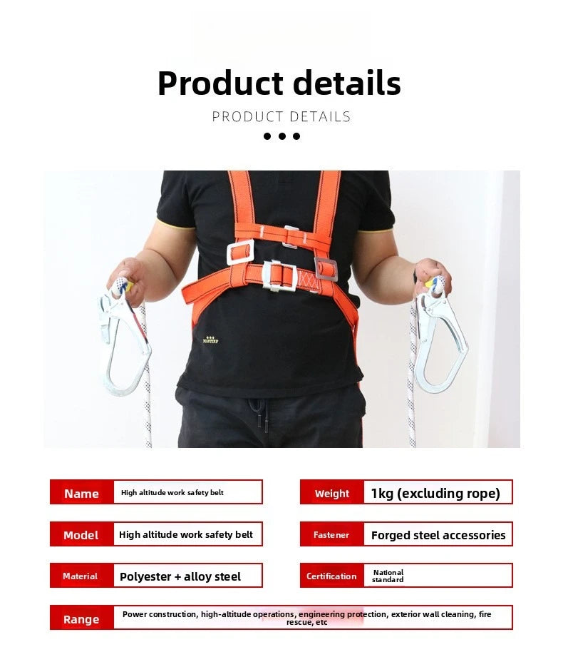 National Standard Double Back Full Body Double Hook Buffer Safety Belt European Five Point High-altitude Work Safety Belt