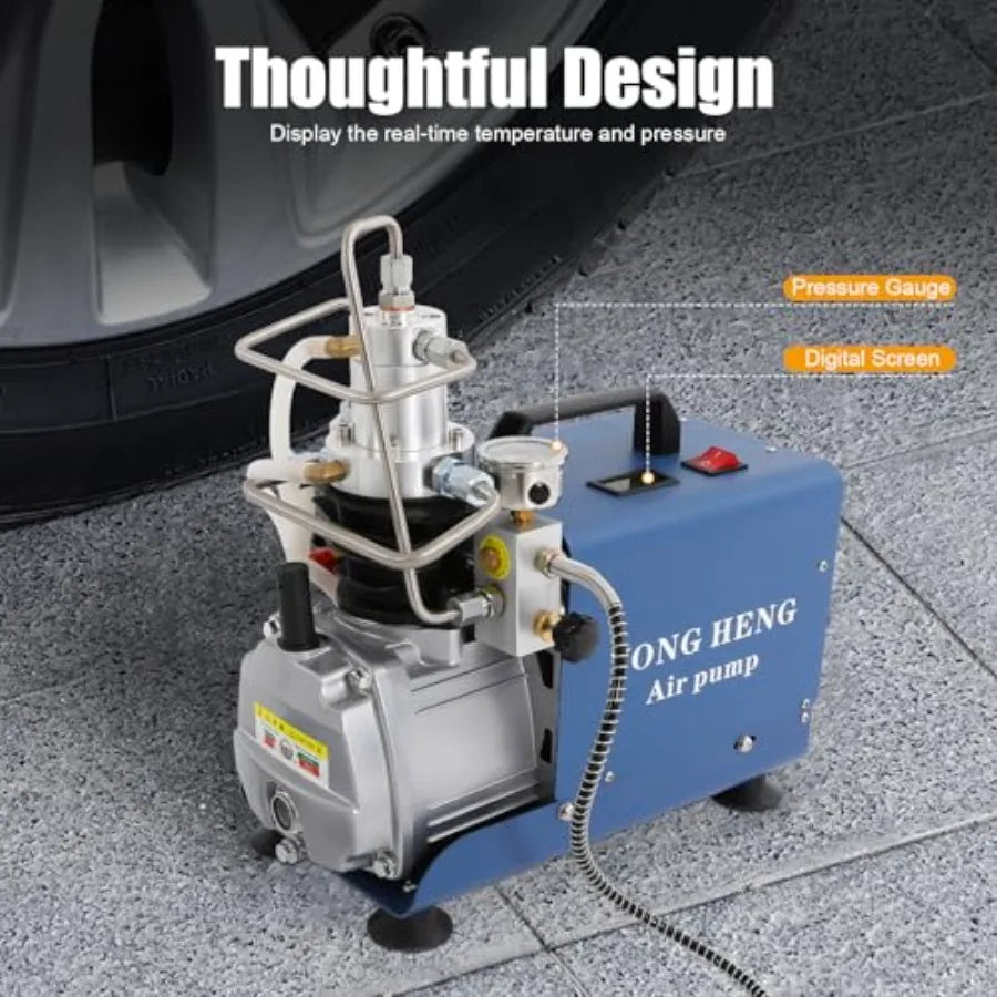 Scuba diving and firefighting: aluminum alloy, black, 30 MPa high-pressure two-stage portable PCP air compressor pump with 1.8