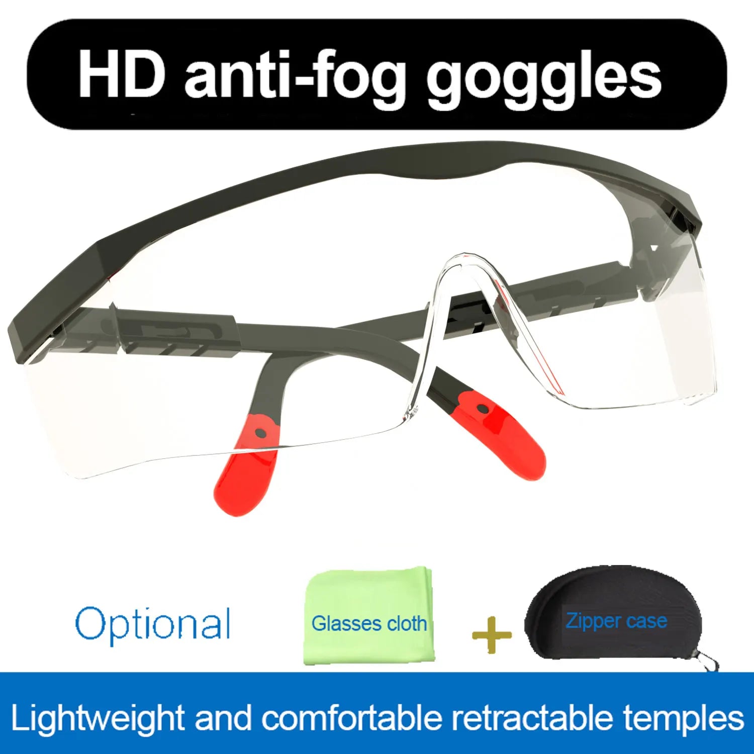 Safety Glasses Dustproof EN166 Ansi Z87 Prescription Goggles Fashion Eyewear Anti Fog Clear Spectacles Rubber Leg Eye Protection