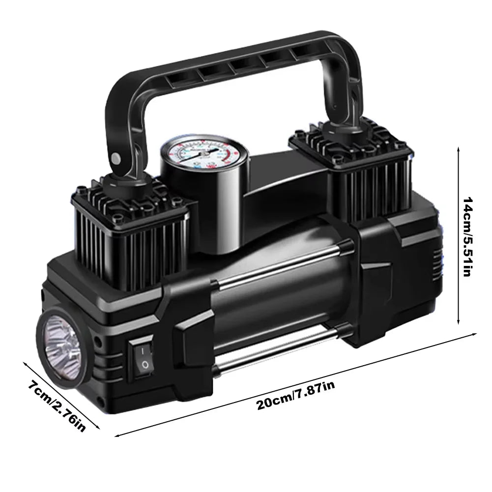 12V 150PSI Car Bicycle Motorcycle Electric Tire Inflator Air Pump Air Compressor Dual Cylinder Inflatable Tools With LED Light