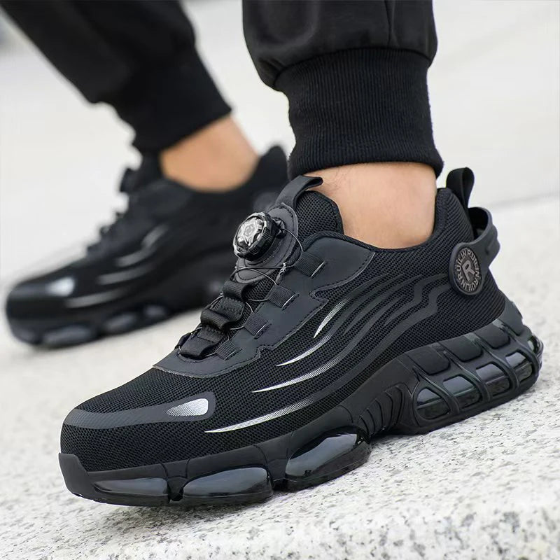 Rotating Button Safety Shoes Men Steel Toe Sneaker Air Cushion Work Shoes Man Puncture Proof Work Safety Boots Protective Shoes