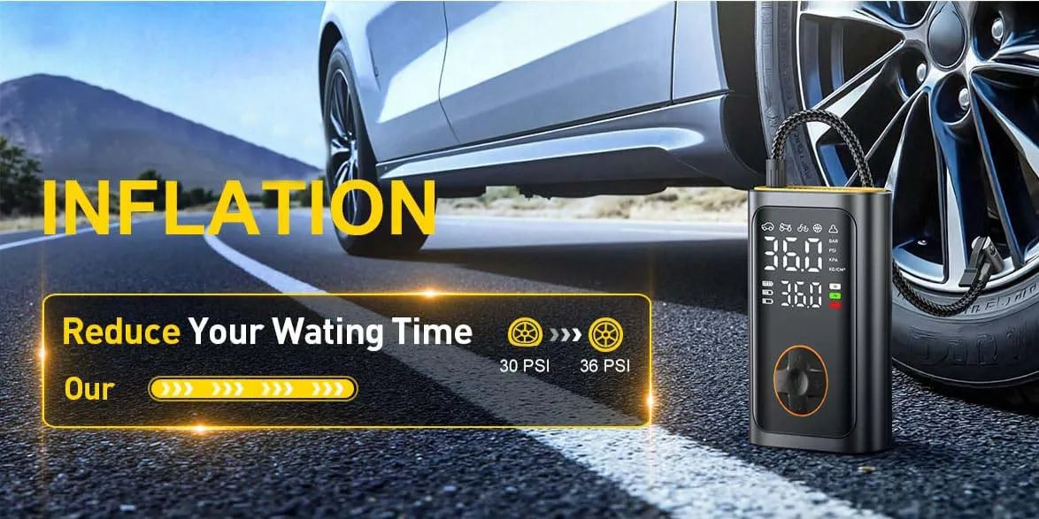 Tire Inflator Portable Air Compressor - Fast Inflation Cordless Air Pump for Car Tires, 150PSI Electric Bike Tire Pump